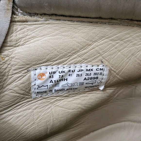 TIMBERLAND Boots Womens 9.5 6 Inch Premium Waterproof Leather Taupe Beige - Picture 11 of 12